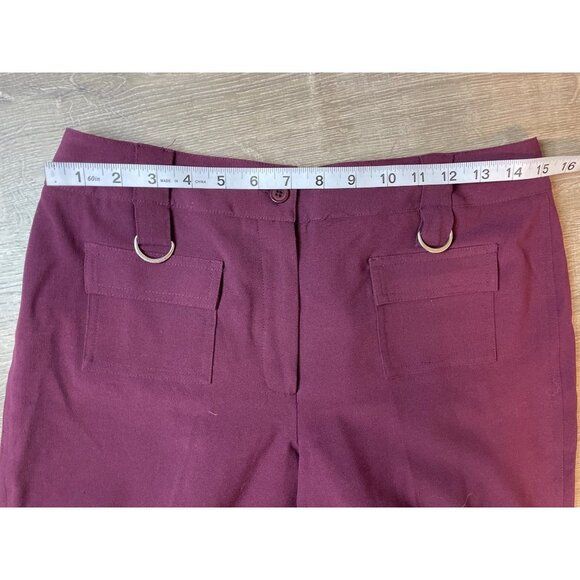 Vintage 90s Larry Levine Petite Maroon Flat Front Pants Sz 8P - Picture 6 of 9